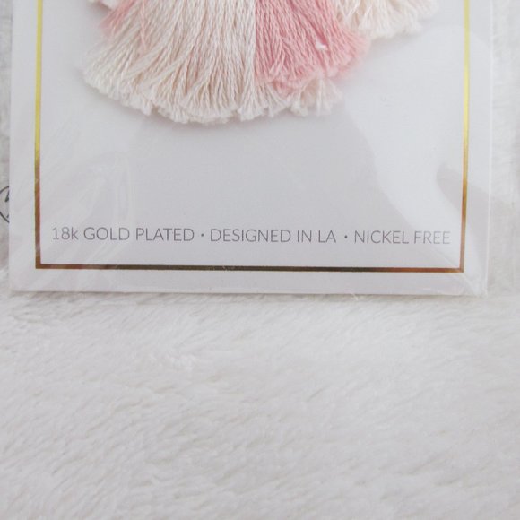 Ettika LA Pink Tassel Earrings 18kt Plated Nickel-Free Surgical Posts - Picture 4 of 6
